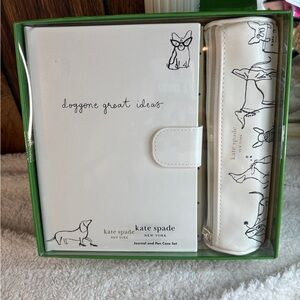 Kate Spade White Dog Illustration Journal and Pen Case